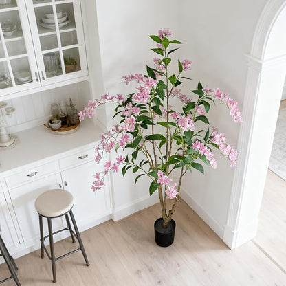 Artificial Jasmine Tree 6ft Black Flower Pot Fake Trees, Lifelike Artificial Trees with Natural - Looking Blooms, Perfect for Any Space