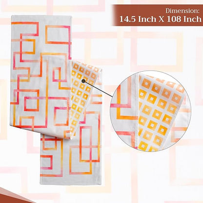 Maison d' Hermine Table Runner 100% Cotton Double Layer Table Runners 108 inches Long Decorative for Home Kitchen Dining Party Wedding Bridal Shower Spring Summer (Summer Maze, 14.50" x 108")