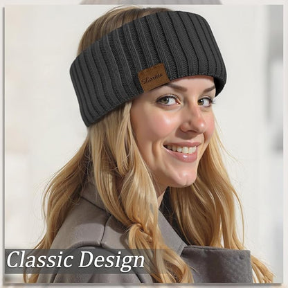 Loritta Womens Ear Warmers Headbands Winter Warm Fuzzy Cable Knit Head Wrap Fleece Lined Gifts