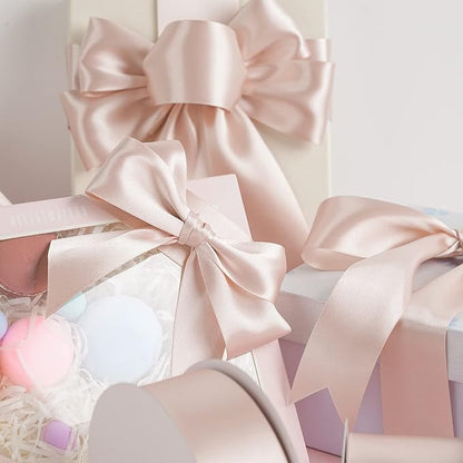 MEEDEE Rose Gold Satin Ribbon 1-1/2 Inch Rose Gold Ribbon Lux Double Faced Satin Ribbons by 50 Yards Polyester Satin Ribbons for Crafts, Wedding, Flower Bouquet, Holiday Decorating