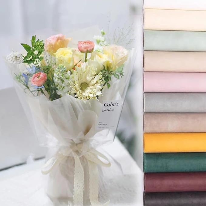 LLBWKC 40 Sheets Flower Wrapping Papers, Korean Cotton Wrapping Flower Paper, Non-Woven Floral Wrapping Paper, Waterproof Flower Bouquet Wrapping Papers for Florist Supplies, Gift Packaging 18x23 in