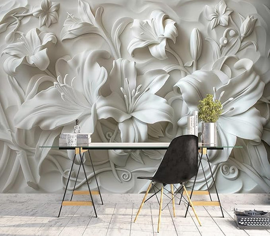 Cliouar-Plaster Floral Decorative Pattern Mural Wallpaper Peel and Stick 90" x 67"