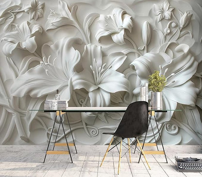 Cliouar-Plaster Floral Decorative Pattern Mural Wallpaper Peel and Stick 137" x 102"