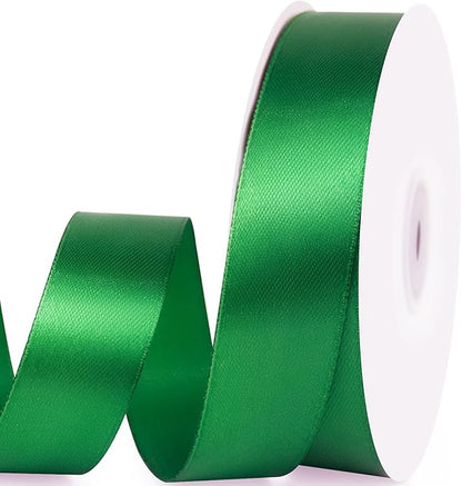 1" x 50 Yards Satin Ribbon - Green Silk Ribbon with Spool - Ideal for Gift Wrapping, Floral Bouquets, Crafts, Wedding Party Decorations, Christmas and Sewing Projects