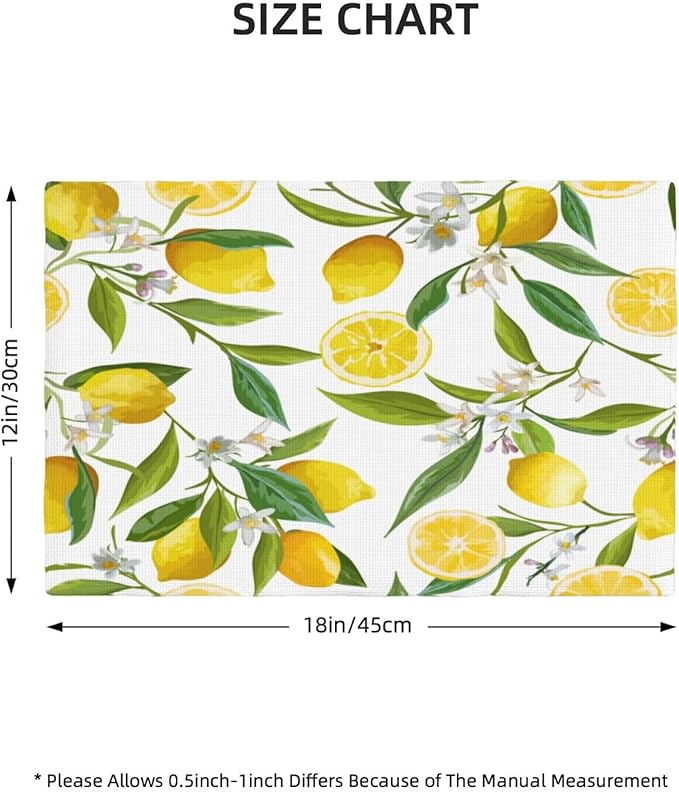 Lemon Table Placemats Set of 4 Summers Fruits Linen Placemats for Indoor Outdoor Party Home Desktop Kitchen Dining Room Decor 12x18 Inch