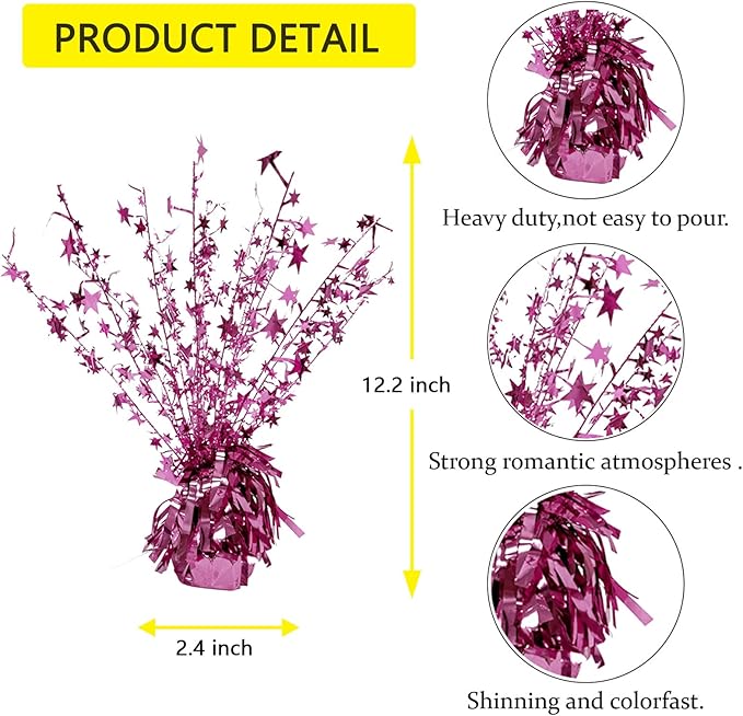 ALISSAR 2-Pack Glitter Pink Star Centerpieces-Table Decorations for Home Decor Birthday Wedding Anniversary Decor (Pink)