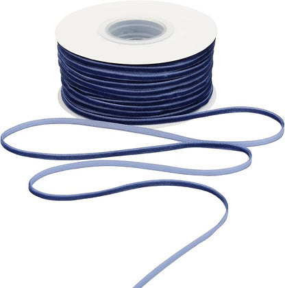 MAYREEL 1/8 Inch Navy Blue Velvet Ribbon Thin Marine Blue Vintage Ribbon for Wedding Invitations Crafts Gift Wrapping Party Favor Boxes 50 Yards