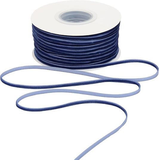 MAYREEL 1/8 Inch Navy Blue Velvet Ribbon Thin Marine Blue Vintage Ribbon for Wedding Invitations Crafts Gift Wrapping Party Favor Boxes 50 Yards