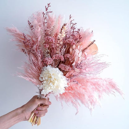 Natural Dried Pampas Grass Bouquet, Champagne Flower Arrangements, Boho Home Decor Bouquet, Fluffy Pompas Grass Decor, Fall Floral Arrangement for Home Wedding Table Centerpiece Decorations