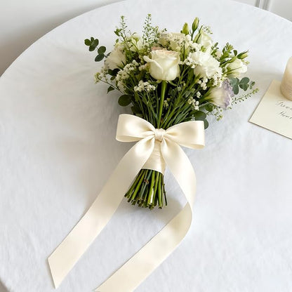 NESCCI 100 Yards Ribbon,1-1/2 Inch Ivory Satin Ribbon,Single Face Satin Ribbons,Perfect for Gift Wrapping,Wedding Decoration,Handmade Bows,Wrapping Bouquet and More