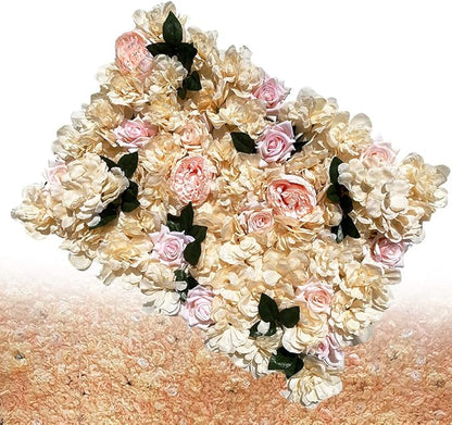 12PCS Artificial Flower Panels, Wedding Flower Panels Banquet Flowers Board, Flower Backdrop Wall for Photo Party Wedding Background Decor