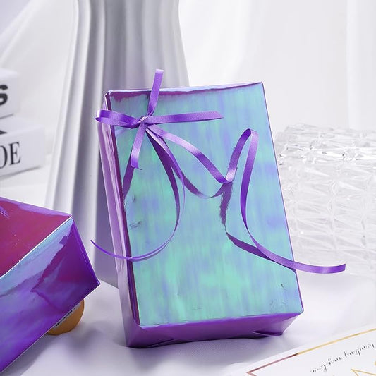 LeZakaa Purple Wrapping Paper Roll, Holographic Iridescent Purple Gift Wrap for Nightmare Before Christmas, Xmas Party, Halloween, Birthday, Valentines, Mothers Day, Holiday, 17 in x 32.8 Ft