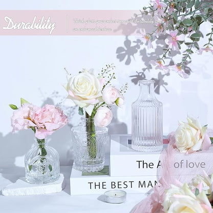 Glass Bud Vase Set of 24, Small Clear Flower Vases for Centerpieces in Bulk, Mini Vintage Vase for Wedding Decor, and Home Table Décor