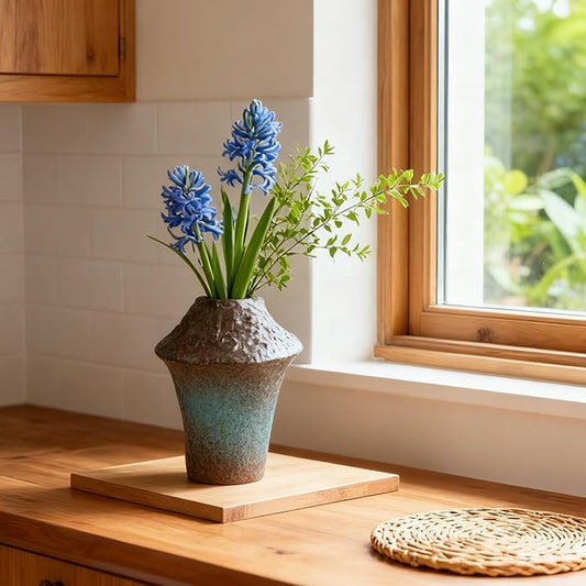 Ceramic Flower Vase Home Decor-6.3" Large Decorative Terracotta Vases Vintage Living Room, Kitchen Bedroom Decorations for House Book Shelf Office Coffee Desk Dining Fireplace
