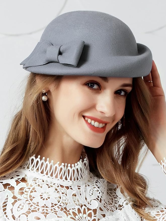 Women Wool Felt Ribbon French Fashion Vintage Millinery Beret Hats Top Cap Ladies Party Wedding Fedoras Chapeau
