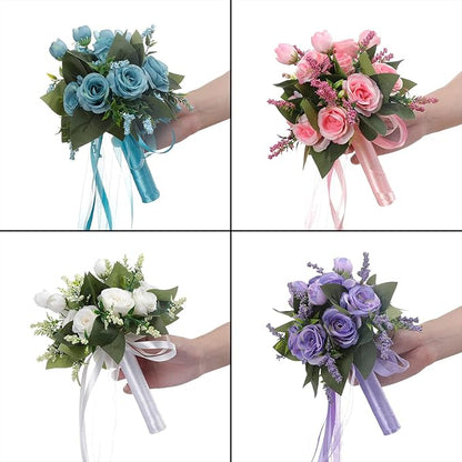 Ochine Bride & Bridesmaid Bouquets for Wedding, Wedding Bridesmaid, Silk Hand Holding Flower Bouquet Valentines Day Decor Party Supplies Home Decoration
