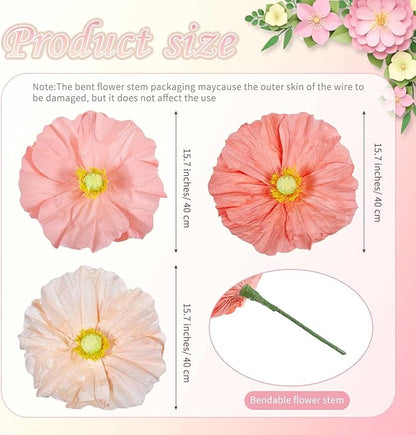 B-COOL Giant Artificial Flower for Reception Decoration: 5.58 ft Champagne Huge Artificial Paper Flowers with Standing Base Pink Faux Floral for Wedding Bridal Shower Party Decor Shop Window Display