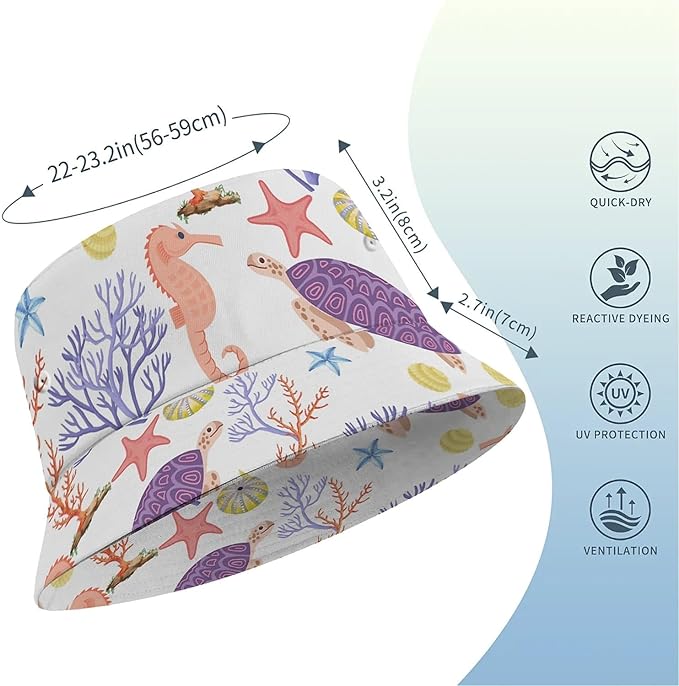 Wildflowers Floral Bucket Hat for Men Women, Summer Vacation Outdoor Travel Reversible Double Side Beach Caps Fisherman Hat