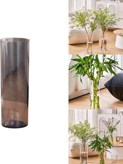 Clear Acrylic Flower Vase, Modern Unbreakable Decorative Cylinder Vase for Wedding Bouquets, Centerpieces, and Home Decor - 10cm Diameter, 25cm Height