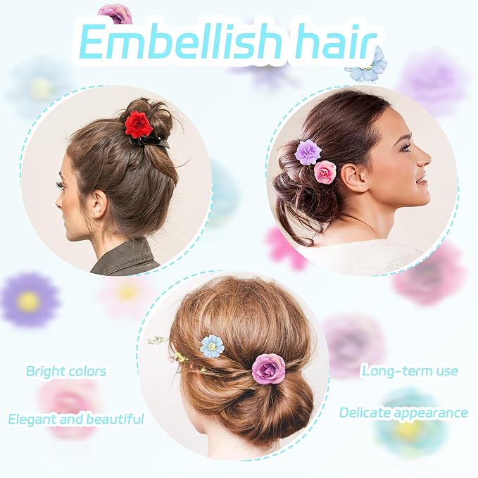 Featuman Artificial Flower Heads Bulk, Purple Fake Flowers Faux Daisy Fabric Flowers for Craft, 40 Pcs Mini Silk Flower Heads Artificial Daisies Fabric Flowers Heads for Wedding Hair Cap