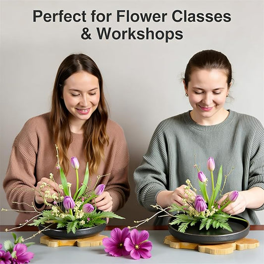 iToids Japanese Ikebana Vase Kenzan Kit – Ceramic Flower Frog & Floral Frog Set for Zen Arrangements, Precise Stem Holder, Hanataba Floral Arrangement Holder, Home & Office Décor