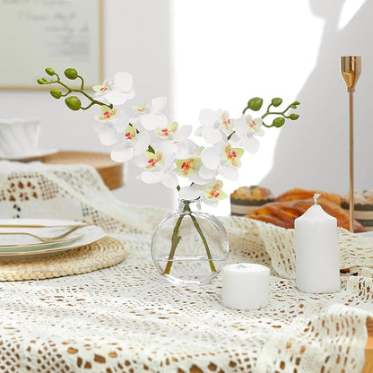Artificial Orchid White Artificial Flower 10 in Small Fake Plant Table Shelf Decor Flower with Vase Fake Water