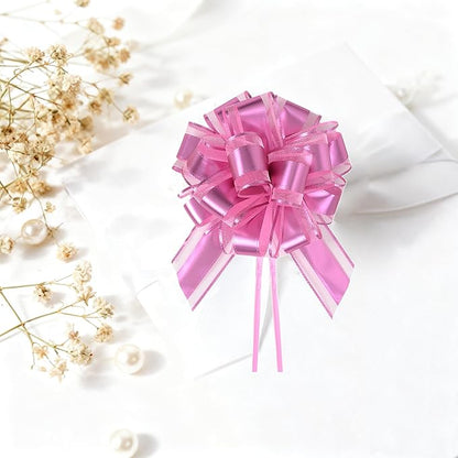 10-Pack Blush Pink Pull Bows for Gift Wrapping - 6 Inch Reusable Ribbon Bows, Large Instant Floral Decor Bows for Wedding, Christmas, Birthday Decor, Gift Basket & Party Decorations