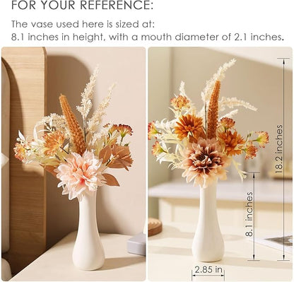 Fake Flower Bouquet, Faux Flower Arrangement for Decorating Kitchens, Bedrooms, Bathrooms, Realistic Artificial Flowers Made of Silk & Plastic, Floral Decoration with Dahlia & Small Blossoms
