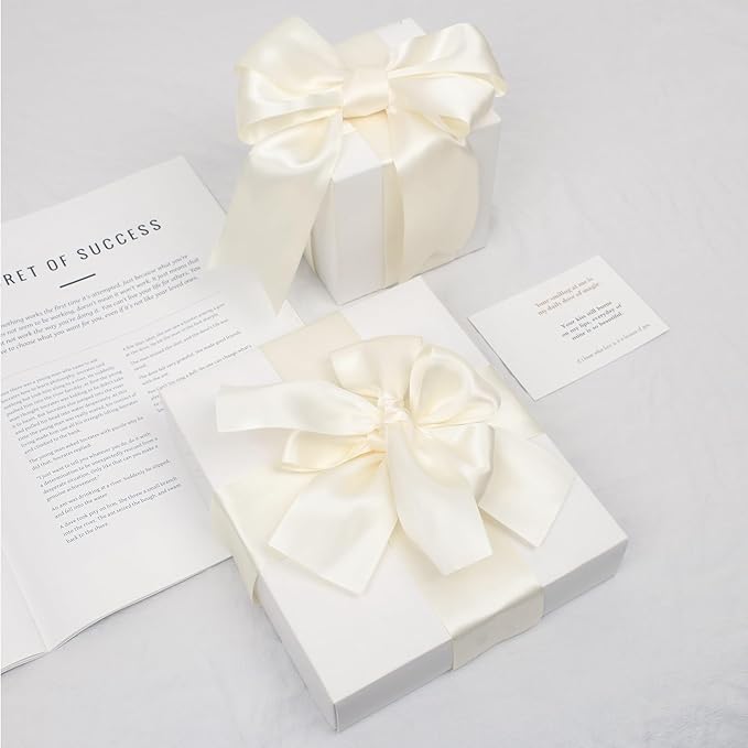 Ivory Satin Ribbon, Double Faced 2 Inch X 50 Yards Ivory Ribbon, Premium Satin Ribbon for Gift Wrapping, Crafts, Hair Bow Making, Sewing, Flower Bouquet, Wedding Party Decor