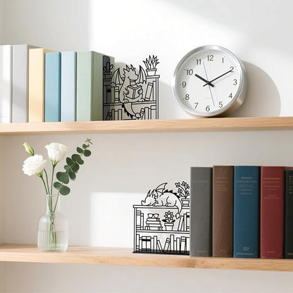 Metal Decorative Bookend Unique Dragon Bookends Decorative Cute Book Ends for Shelves Bookshelf Home Office Desk Bookshelf Decor Gift for Reading Enthusiasts