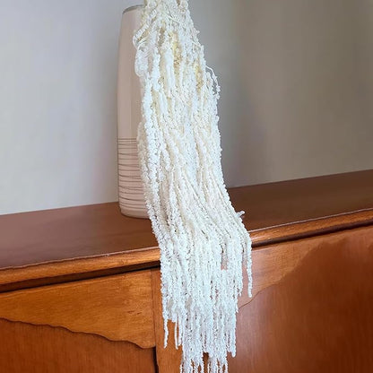 7 Pcs White Dried Preserved Amaranthus – 23" Long Hanging & Cascading Flowers for Wedding Bouquets, Centerpieces, Wall Decor & Home Decoration