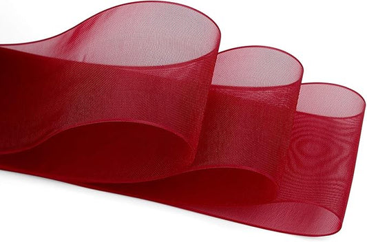 Humphrey's Craft 1-1/2 Inch Red Shimmer Sheer Organza Ribbon - 25 Yards for Crafts Gift Wrapping Wedding Bouquet Baby Shower Decoration Christmas Tree Wreaths.