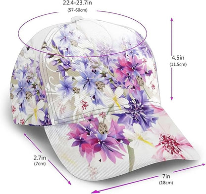 Pastel Cornflowers Floral Baseball Cap Dad Hats All-Over Print Fashion Accessory 100% Polyester Adjusts to Fit Most
