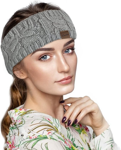 Loritta Womens Ear Warmers Headbands Winter Warm Fuzzy Cable Knit Head Wrap Fleece Lined Gifts