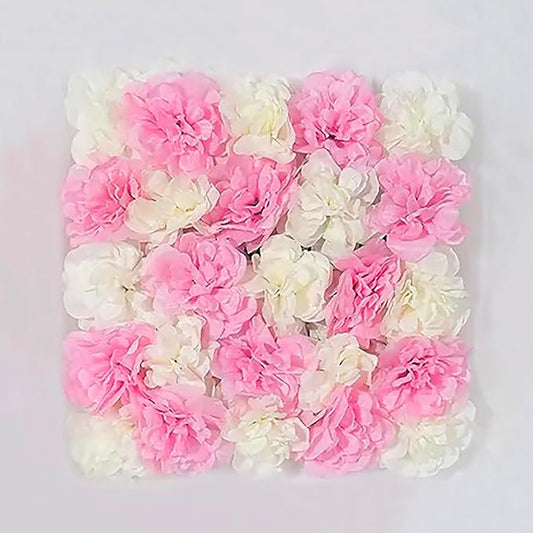 Flower Wall Backdrop, 12PCS 10.6"-15.7" Artificial Flower Wall Panel with Various Styles, 3D Floral Wall Decor for Wedding Photo Background Festive Party Home Decoration (L016, 15 * 15in)