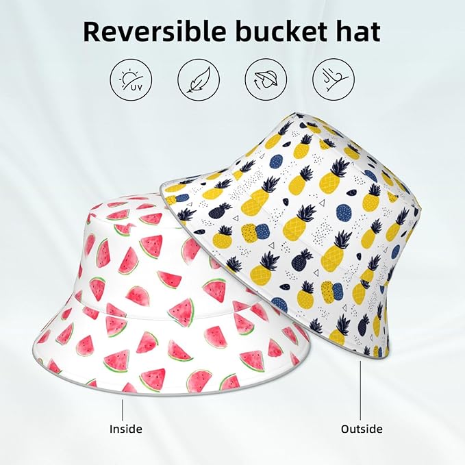 Bucket Hat Double-Side-Wear Reversible Sun Hat Beach Travel Hiking for Women Men