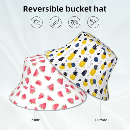 Bucket Hat Double-Side-Wear Reversible Sun Hat Beach Travel Hiking for Women Men