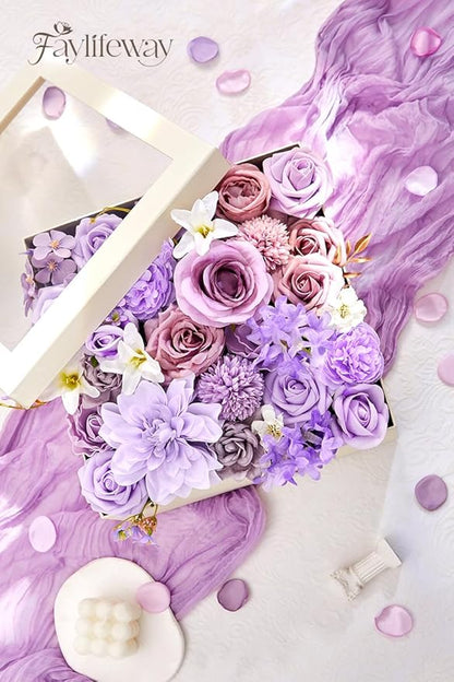 Artificial Flowers, Purple Silk Flowers for DIY Wedding Bridal Bouquets, Fake Cake Flowers for Centerpieces,Baby Shower, Table Arrangement, Home Party Decorations
