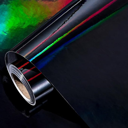 LeZakaa Black Wrapping Paper Roll - Holographic Iridescent Wrapping Paper for Birthday, Valentine's, Halloween, Holiday Party - 17 inches x 32.8 Feet (47.23 sq.ft.)