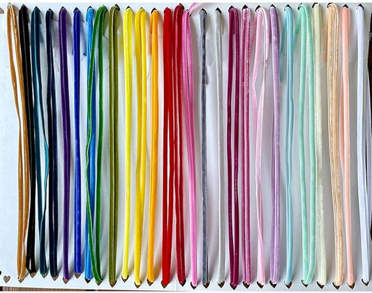 Chenkou Craft 30 Yards 1/8" (3mm) Velvet Ribbon Total 30 Colors Assorted Lots Bulk (Multicolored, 1/8"(3mm))