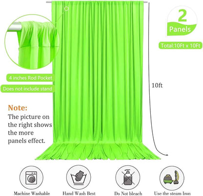10 x 10 Feet Light Green A Backdrop Curtain for Partie, Background Curtains for Photoshoot, Birthday, Wedding, Halloween, Thanksgiving, Christmas, New Year Party Decorations 5Ft x 10Ft, 2 Panels