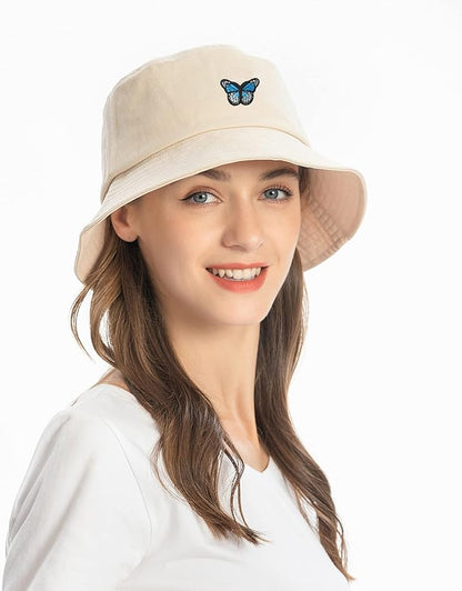 ZLYC Unisex Fashion Embroidered Bucket Hat Summer Fisherman Cap for Men Women
