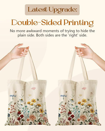 Aesthetic Tote Bag for Women- with Magnetic Buckle and Zipper Inner Pocket Cloth Cotton Canvas Tote Bags
