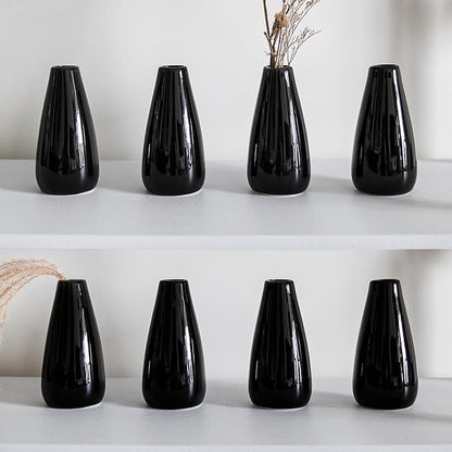 Modern Black Ceramic Vase Set of 16 for Living Room Bedroom 5.1'' Minimalist Fresh Flower Vases for Home Decor Office Fireplace Centerpieces Nordic Style Gift for Fake Plant 16 Pack