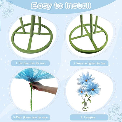 Giant Blue Daisy Artificial Flowers Decorations, Large Paper Flower Bouquets Decor No-Wilting, 3Pcs Artificial Flowers Season Decoration Wedding Mother's Day Flower Wall Arrangements Home Decor Props