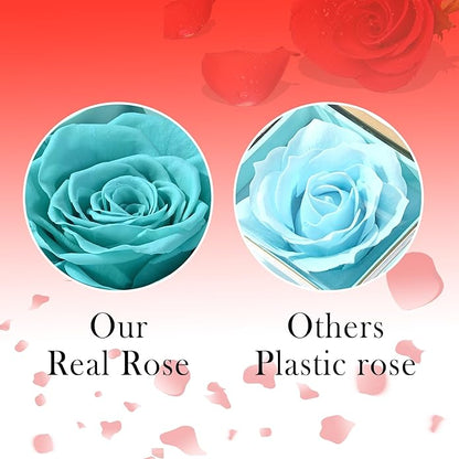 ‌TINGKU Eternal Real Rose Gift Box for Women, Preserved Rose with Customized Name Engraved Heart Necklace, Personalized Romantic Gift for Wife, Girlfriend, Mom, Mother's Day Love Keepsake