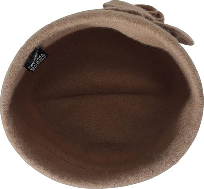 ZLYC Women Wool Cloche Bucket Hat 1920s Vintage Dress Winter Hats with Flower Accent
