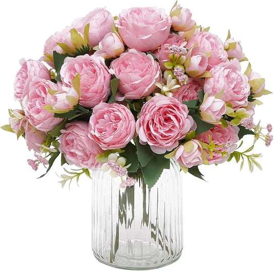 MARTINE MALL 8 Packs Peonies Artificial Flowers, Light Pink Artificial Peonies, Silk Peonies Flowers Fake Peonies Artificial Flowers Peonies Bouquet for Centerpiece Table Wedding Party Home Decor