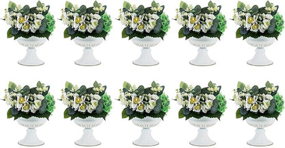 Nuptio White Vases for Centerpieces Wedding - 10 Pcs 6.5in Height Metal Urn Planter Elegant Wedding Centerpieces for Tables - Trumpet Vase for Weddings Party Decoration Centerpiece Table Decorations