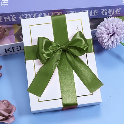 Sage Green Ribbon for Gift Wrapping, 1 inch Polyester Satin Hair Ribbon for Flower Bouquet, Weeding Decoration, Baby Shower, Crafts Bows Fabric Christmas Ribbons 25 Yards